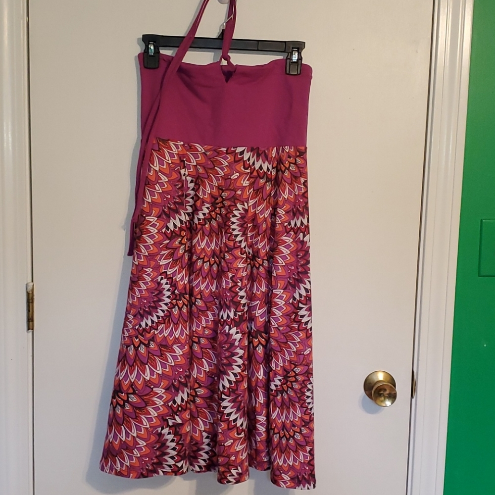Prana Pink and Red Midi sleeveless Dress